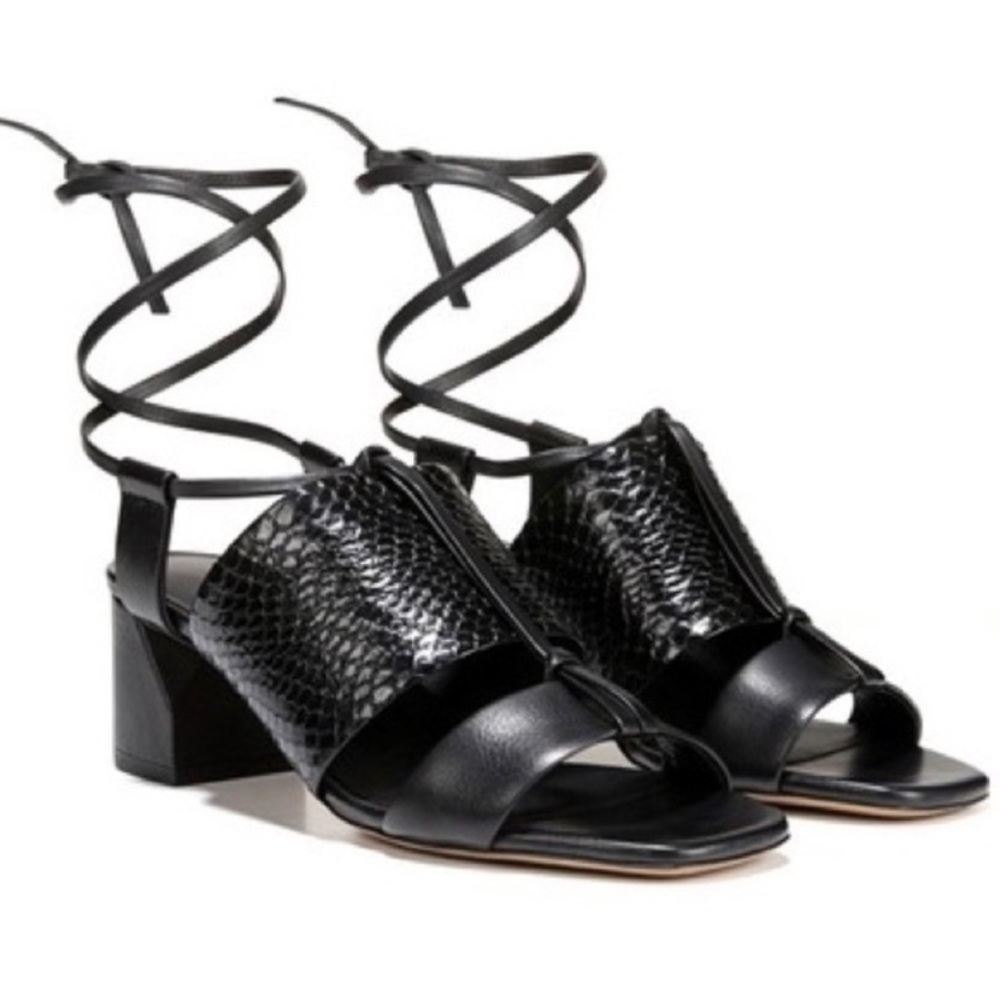 Vince Dunaway Strappy Block Sandal Black Leather - Picture 5 of 16